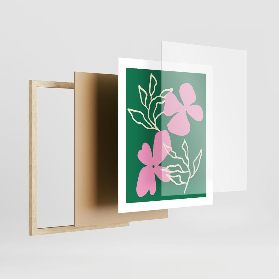 Plakat w ramie 40x50 - Wewnętrzne Fale - abstrakcyjny plakat, boho styl - rama drewno