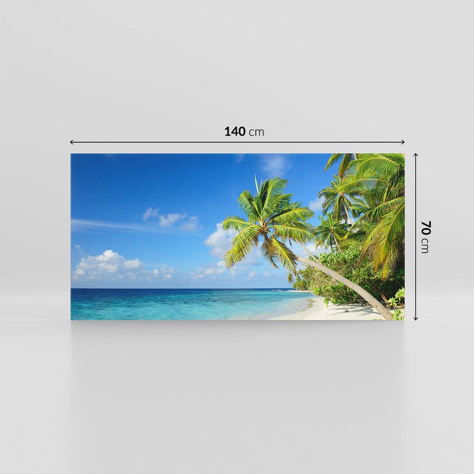 Obraz na płótnie 140x70 - Rajskie Malediwy: Plaża pod palmami - Malediwy, plaża