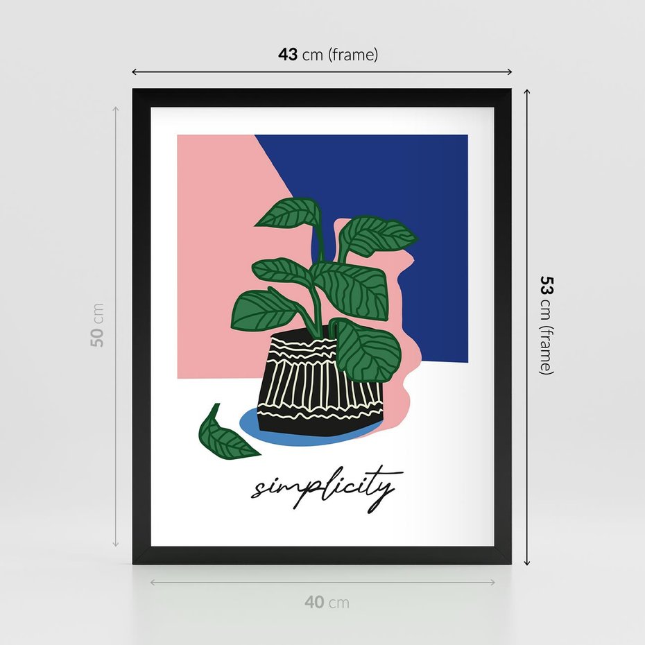 Plakat w ramie 40x50 - Tajemnicze Wibracje - tygrys, kwiaty - rama czarna