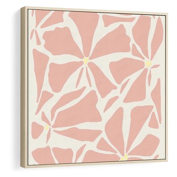 Obraz w ramie 50x50 - Akwarelowe Promienie - abstrakcyjne boho kwiaty, kompozycja - rama drewno