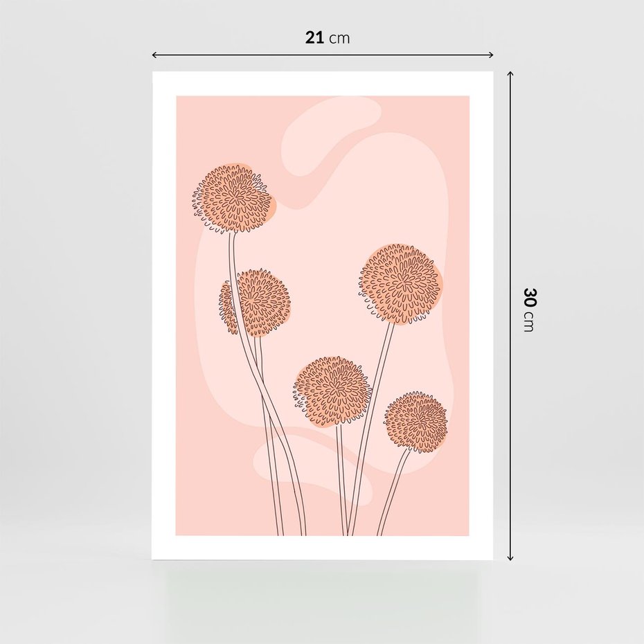 Plakat bez ramy 21x30 - Rozkwitające Emocje - minimalistyczny plakat, pudrowe kwiaty