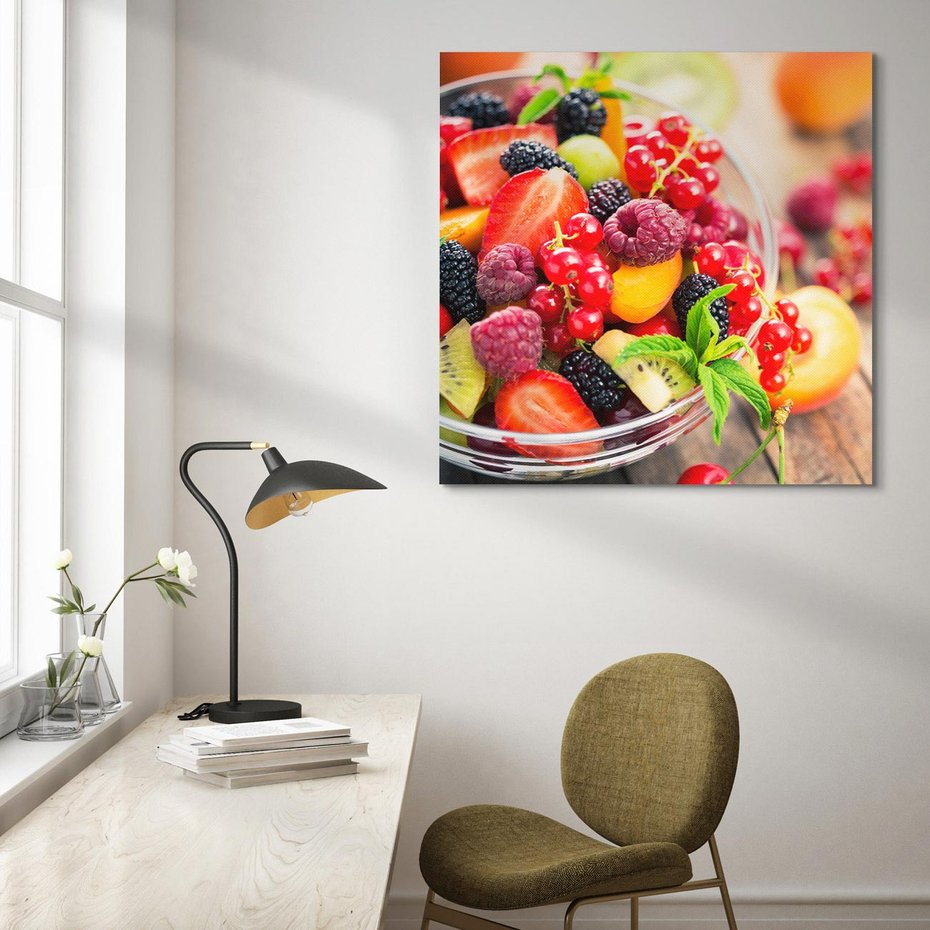 Obraz na płótnie 40x40 - Smakowite Porywy - owoce, jedzenie