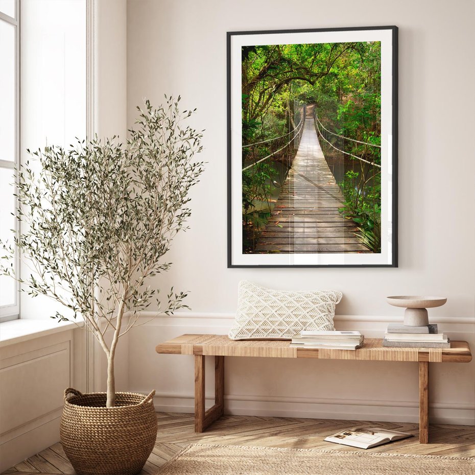 Plakat bez ramy 30x40 - Przez Dżunglę - most, linowy