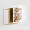 Plakat w ramie 40x50 - Złote Akcenty w Fotografii - złotel liście monstery, na białym tle - rama drewno