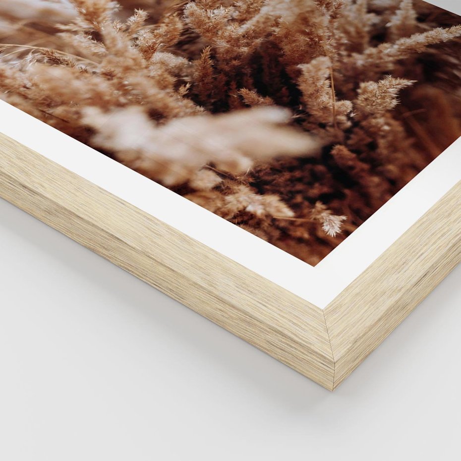 Plakat w ramie 30x40 - Sztuka Suszonych Traw - trawa pampas, suszone trawy - rama drewno