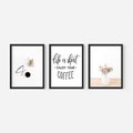Zestaw obrazy w ramie 50x70 galeria - Kawa, kwiaty, minimalizm - rama czarna