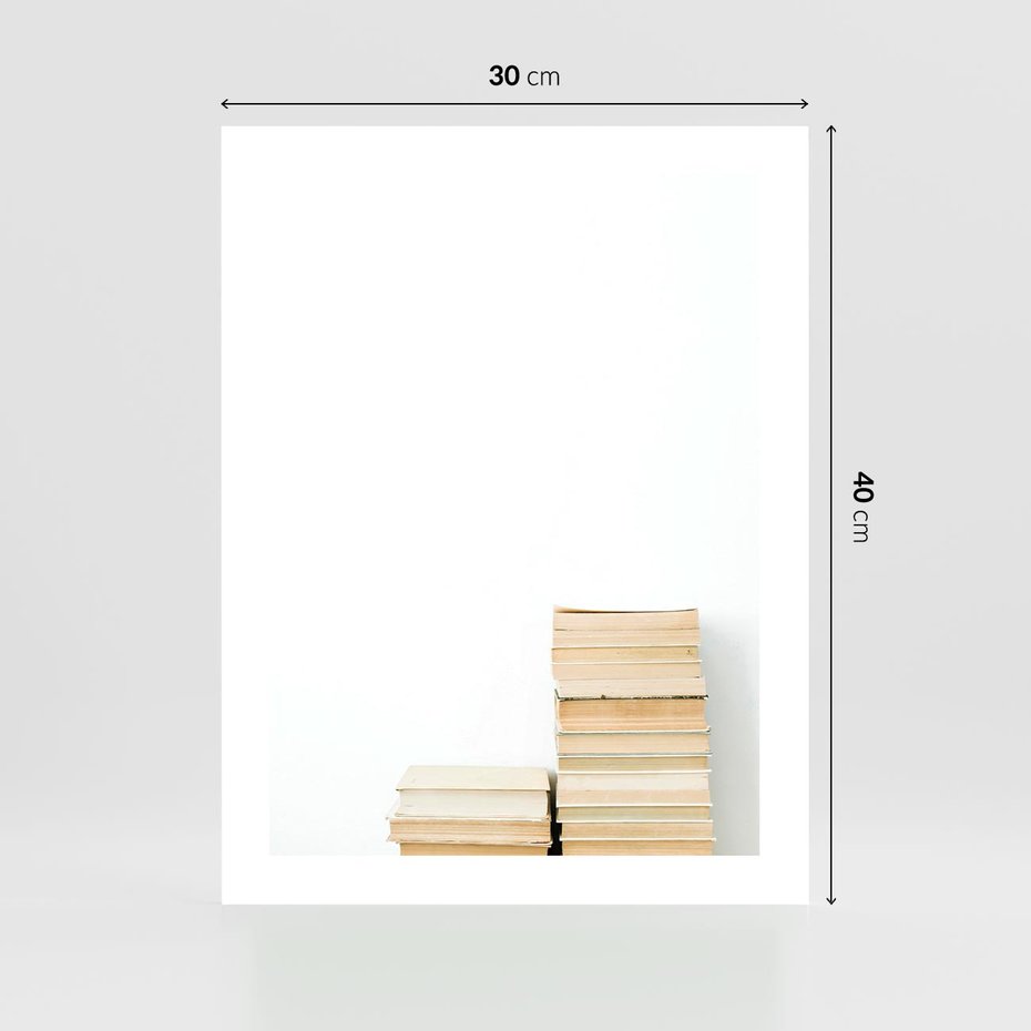 Plakat bez ramy 30x40 - Estetyka Literatury - stos książek, minimalistyczna kompozycja