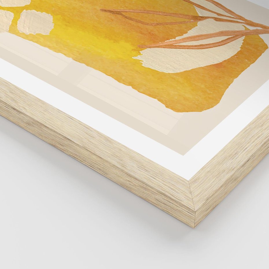 Plakat w ramie 40x50 - Kolorowe Marzenia - abstrakcyjna żółta plama, akwarela - rama drewno