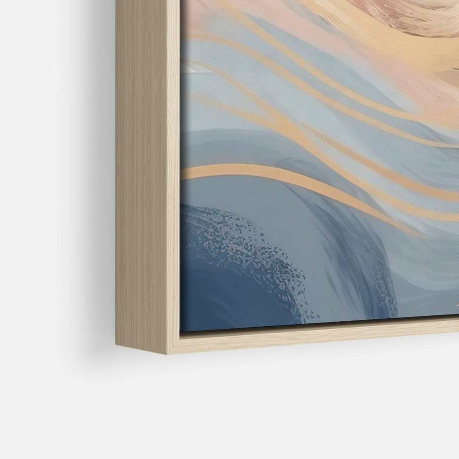 Obraz w ramie 70x100 - Ukojenie Współczesności - abstrakcyjne fale, gładkie linie - rama drewno