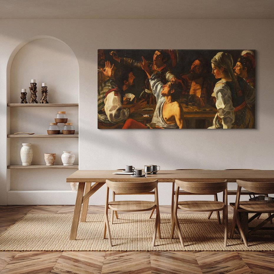 Obraz na płótnie 100x50 - Card and Backgammon Players (ok. 1595), Caravaggio - reprodukcja, obraz na płótnie