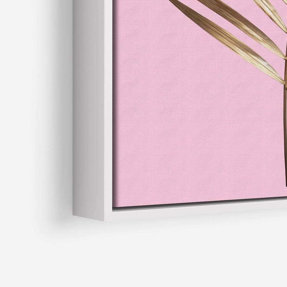 Obraz w ramie 70x100 - Promienie złotej palmy - złota, palma - rama biała