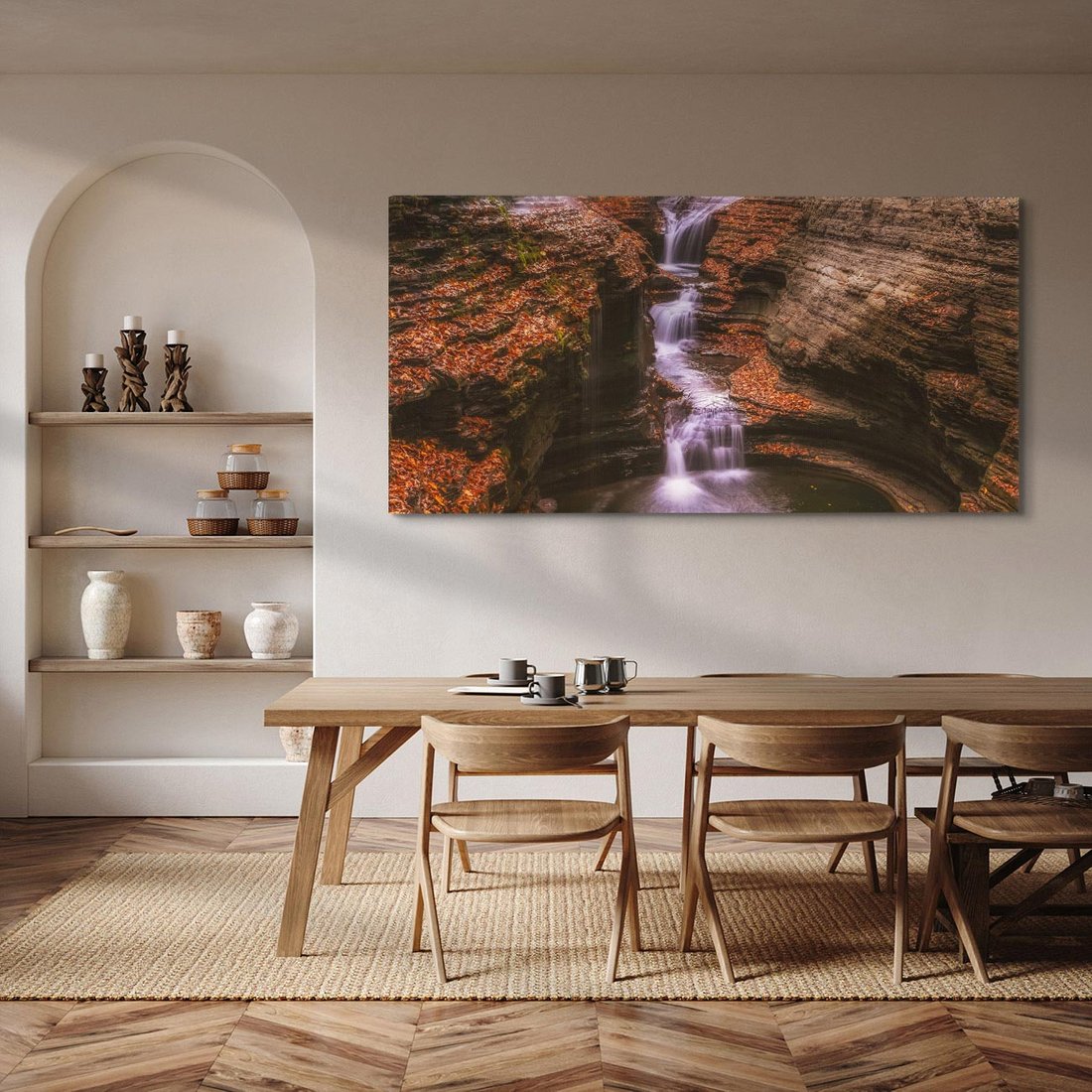 Obraz na płótnie 120x60 - Barwna Harmonia - strumień, las
