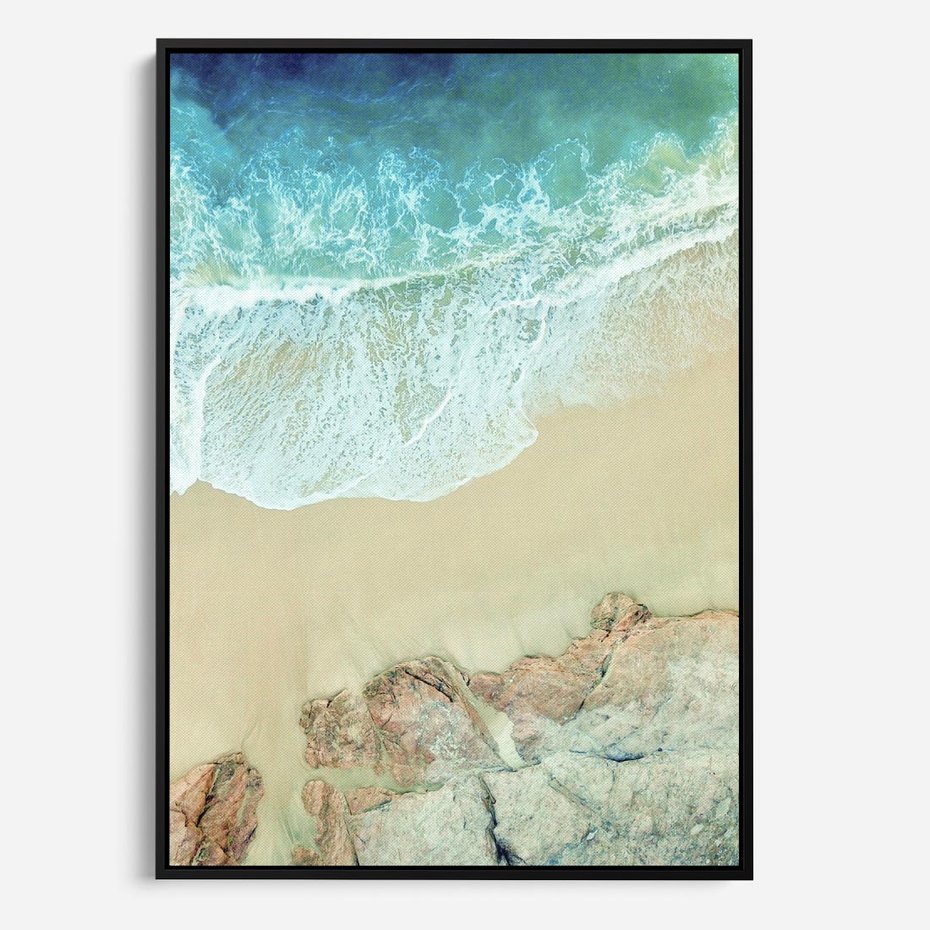 Obraz w ramie 50x70 - Turkusowe Skrzydła - morze, plaża - rama czarna