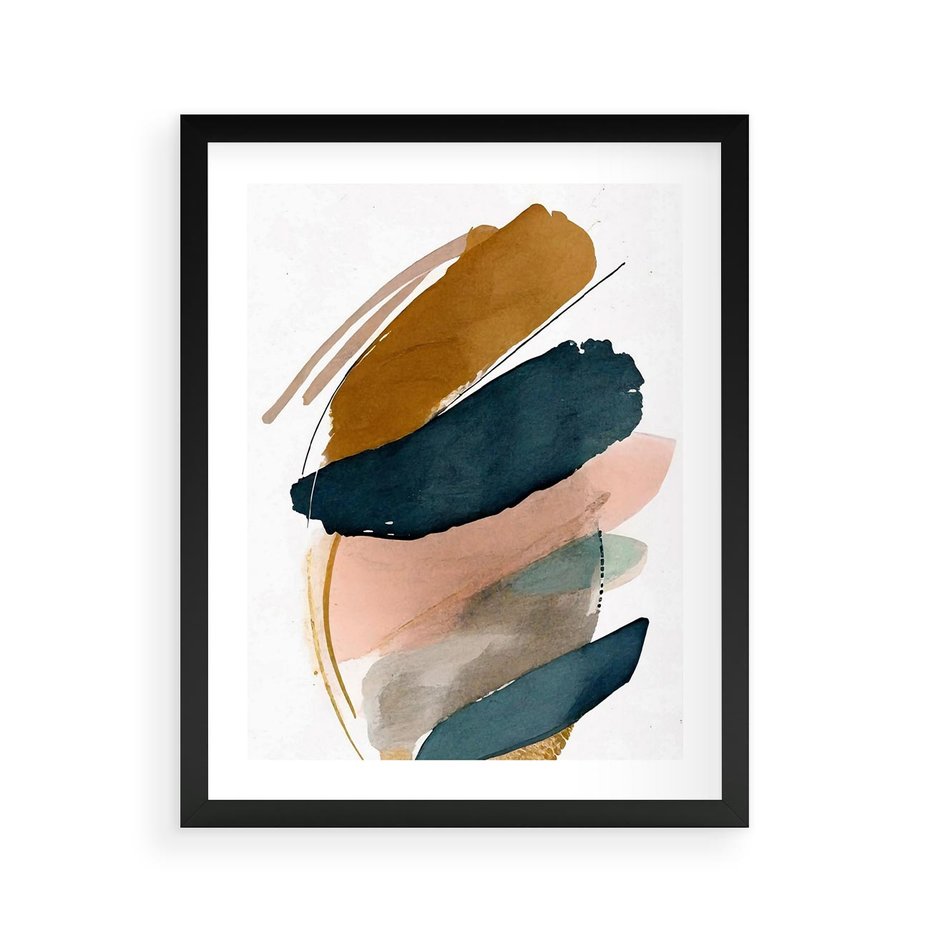 Plakat w ramie 40x50 - Migocące Impresje Przestrzeni - abstrakcyjny obraz, kolory ciepłe - rama czarna