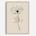 Obraz w ramie 80x120 - Przenikający Dialog - szkic kwiatu, mnimalistyczny szkic - rama drewno