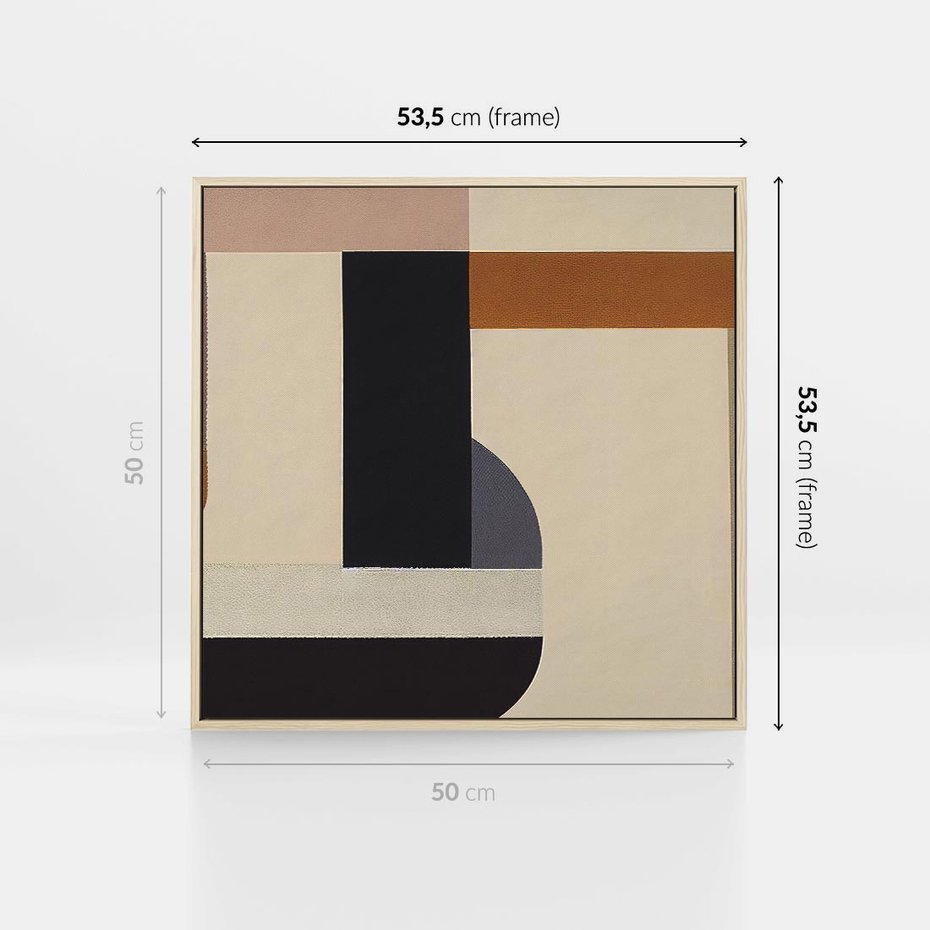 Obraz w ramie 50x50 - Nowoczesne Brązy - geometryszne pasy, nowoczesny styl - rama drewno