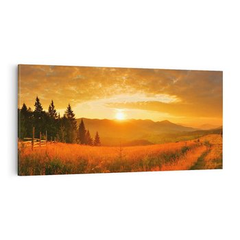Obraz na płótnie 140x70 - harmonia drzew i kwiatów - góry, łąka
