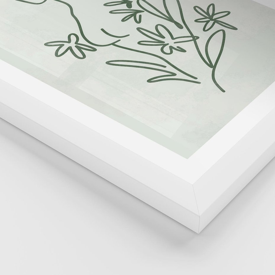 Plakat w ramie 30x40 - Odbicia Zielonego Raju - zielony odcień, abstrakcja - rama biała