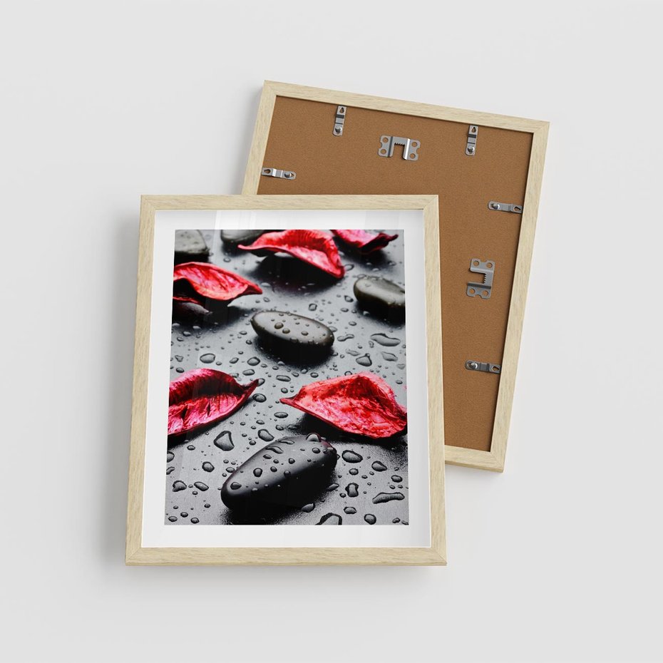 Plakat w ramie 40x50 - Spa wśród Natury - spa, kamienie - rama drewno