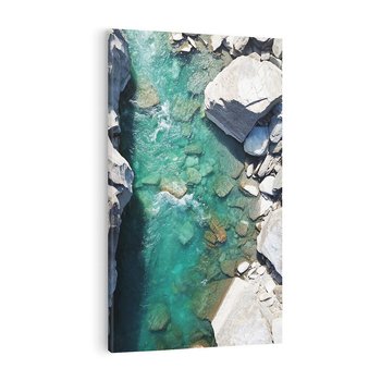 Obraz na płótnie 70x100 - Spotkanie natury i siły - rzeka, skały