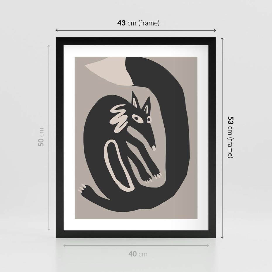 Plakat w ramie 40x50 - Migotliwe Echa Skandynawii - skandynawska sztuka, lis - rama czarna