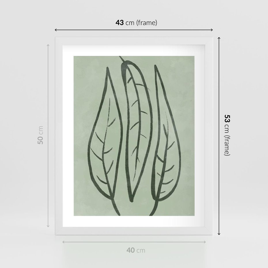 Plakat w ramie 40x50 - Energetyczne Ekspresje Natury - zielony plakat, roślinne motywy - rama biała