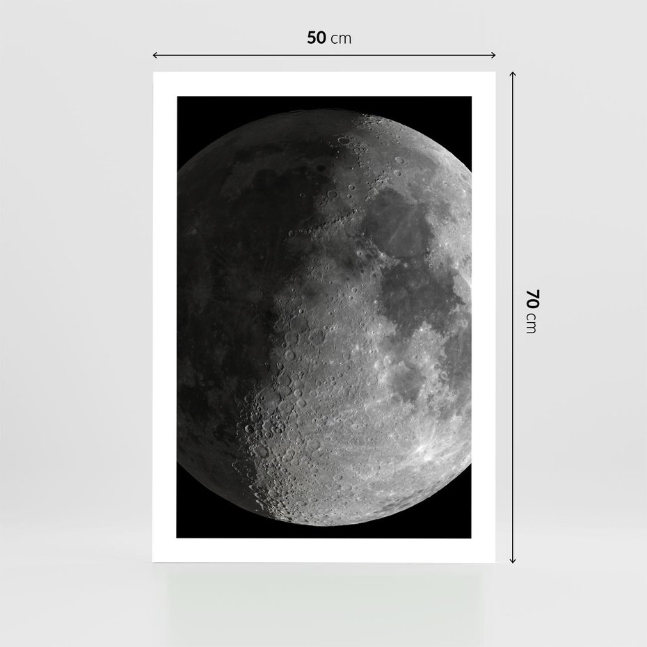 Plakat bez ramy 50x70 - Kontrastowy księżyc w czerni i bieli - księżyc, czarno