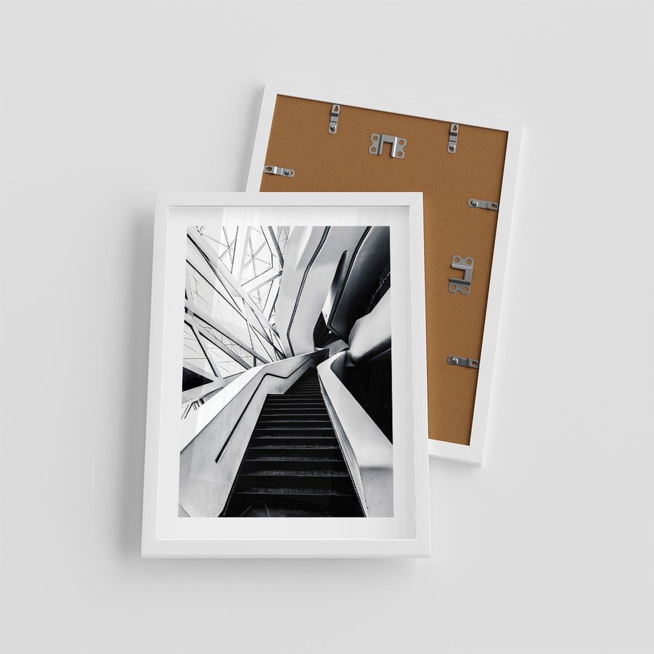 Plakat w ramie 30x40 - Współczesne Kształty - architektura, nowoczesne formy - rama biała