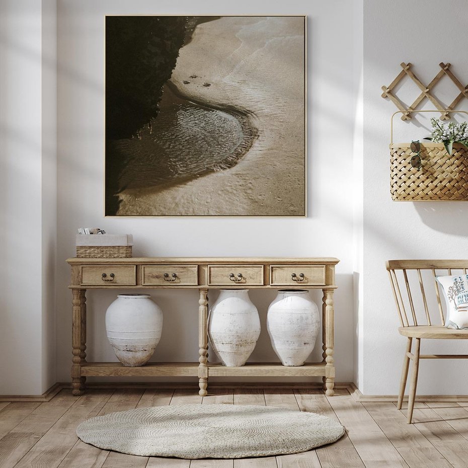 Obraz w ramie 50x50 - Relaksujący Raj - plaża, morze - rama drewno