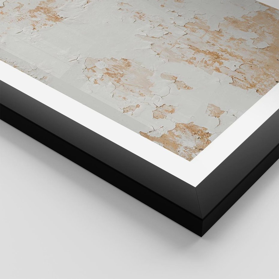 Plakat w ramie 30x40 - Beżowa Ściana z Łuszczącą Się Farbą - stara ściana, beżowa - rama czarna