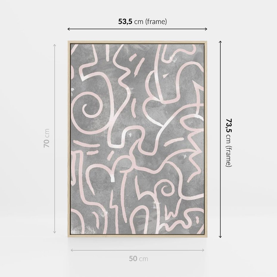 Obraz w ramie 50x70 - Sploty odblasków i zawirowań - abstrakcyjne rysunki, wzorek - rama drewno