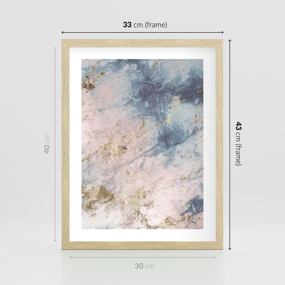 Plakat w ramie 30x40 - Luksusowa Dekoracja - marmur, złoto - rama drewno