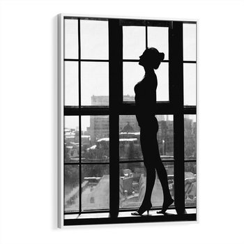 Obraz w ramie 50x70 - Piękno Kobiecej Formy - retro zdjęcie, czarno białe - rama biała