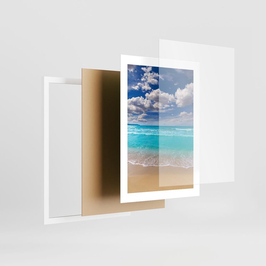 Plakat w ramie 30x40 - Idylliczna plaża nad morzem - plaża, morze - rama biała