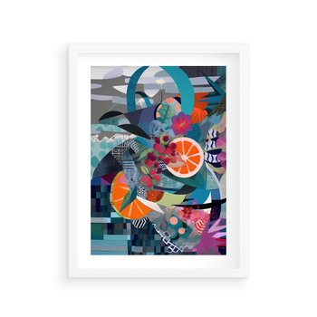 Plakat w ramie 40x50 - Migocące Widoki Harmonii - abstrakcyjny obraz, jak picasso - rama biała