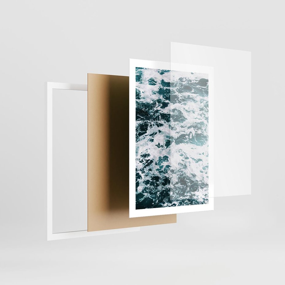 Plakat w ramie 50x70 - Potęga Natury: Wzburzone Fale Oceanu - wzburzone fale oceanu - rama biała