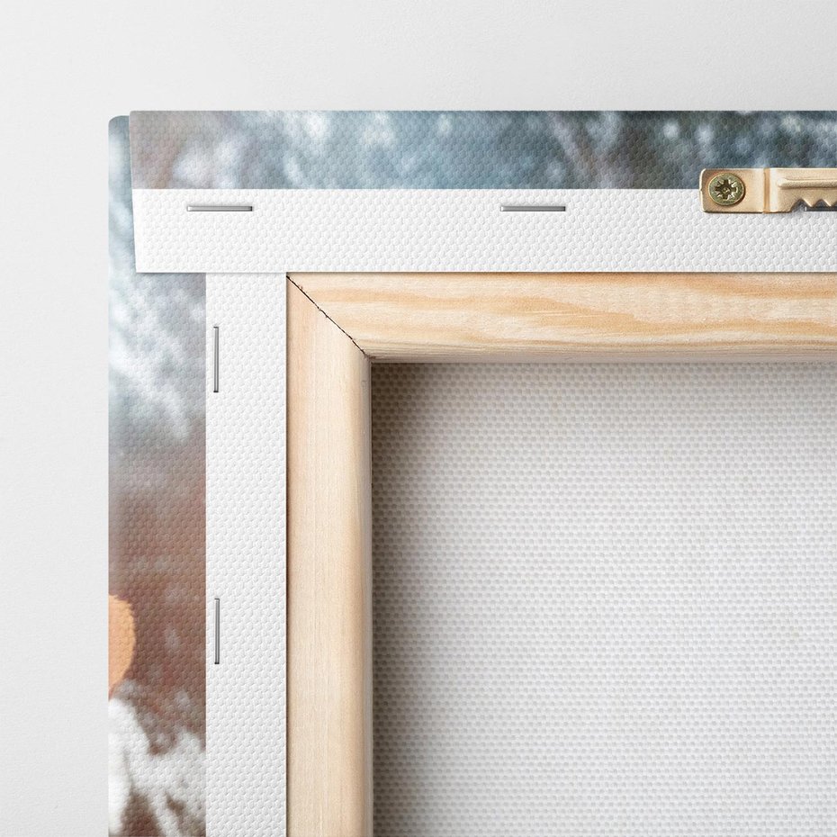 Obraz na płótnie 70x50 - Mroźne Spotkanie w Leśnej Krainie - dwa jelenie, zima