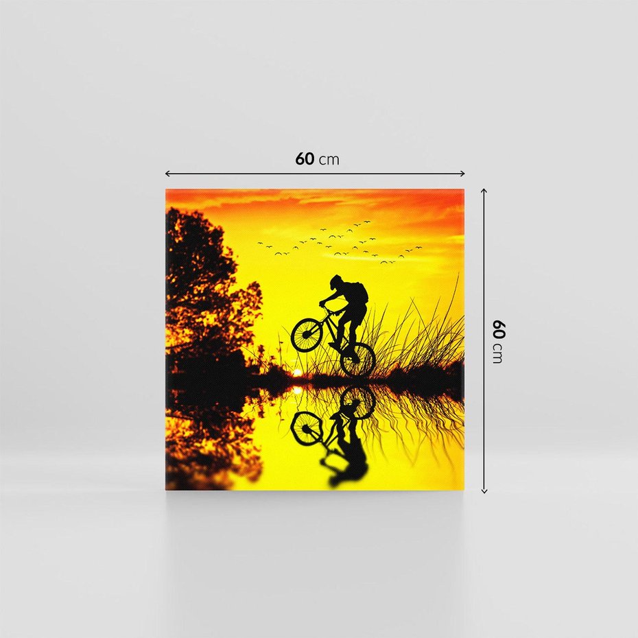 Obraz na płótnie 60x60 - Rower przy zachodzie słońca - rower, zachód