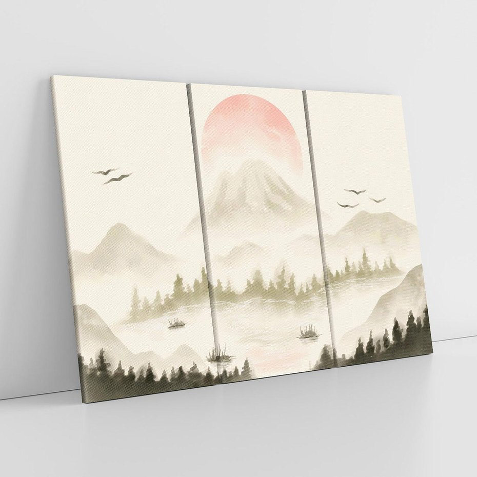 Obraz na płótnie 120x80 - Przyroda Japonii - japońska akwarela, góry