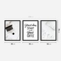 Zestaw obrazy w ramie 50x70 galeria - Kawa, praca, laptop, typografia - rama czarna