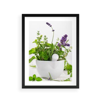 Plakat w ramie 30x40 - Kwiaty i zioła w restauracji - kwiaty, zioła - rama czarna