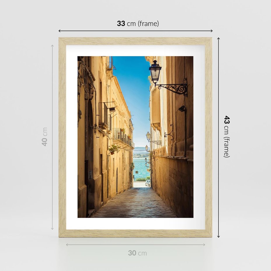 Plakat w ramie 30x40 - Perspektywa magicznej uliczki - uliczka, perspektywa - rama drewno