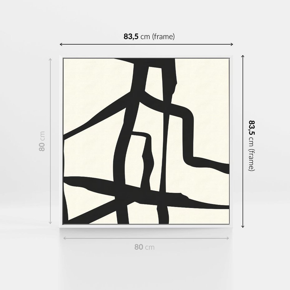 Obraz w ramie 80x80 - Impresje Wymiaru - linie, abstrakcja - rama biała