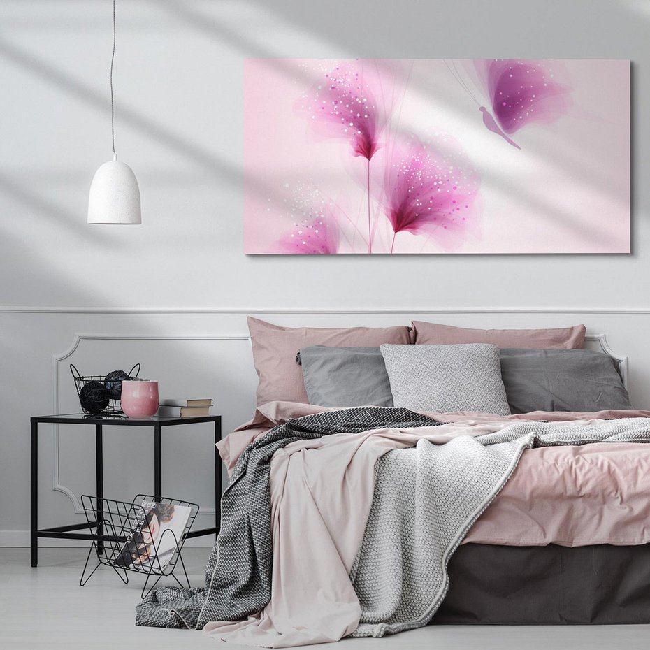 Obraz na płótnie 140x70 - Akwarelowe Kwiaty w Pastelach - kwiaty, akwarelowe