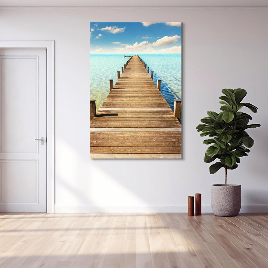 Obraz na płótnie 50x70 - Pomost nad morską przestrzenią - pomost, morze