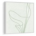 Obraz w ramie 50x50 - Zielona Równowaga Linii - abstrakcyjne delikatne zielone linie, nowoczesny plakat - rama biała