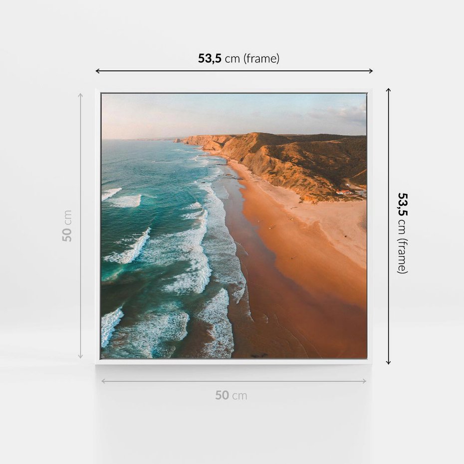 Obraz w ramie 50x50 - Z Lotu Ptaka - fotografia, plaża - rama biała