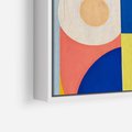 Obraz w ramie 80x80 - Harmonia Kolorowych Impulsów - abstrakcyjne geometryczne kształty, olejny obraz - rama biała