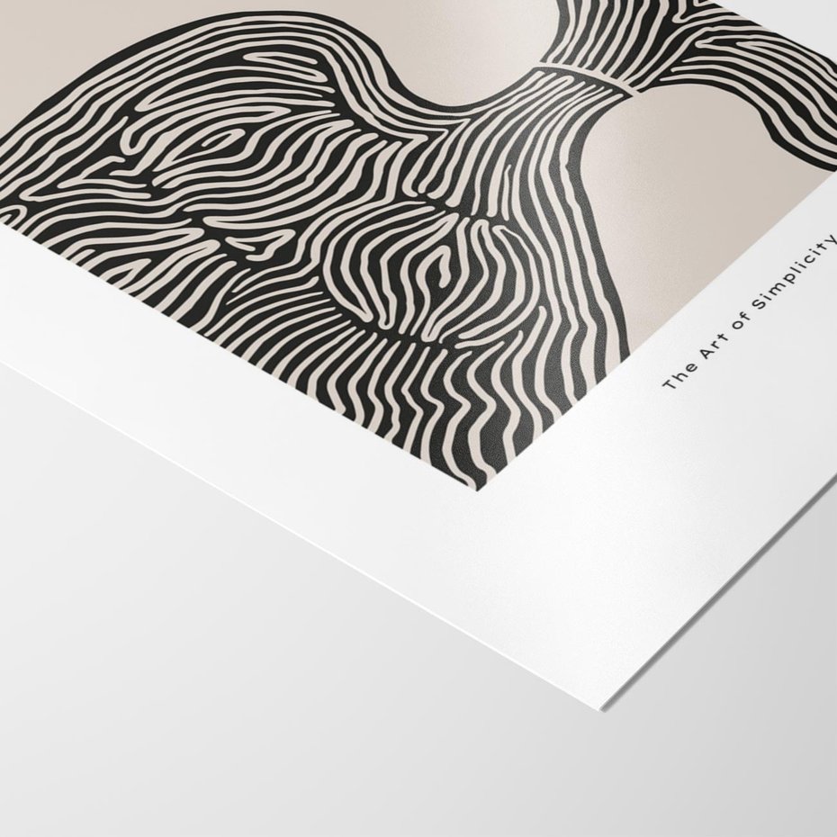 Plakat bez ramy 40x50 - Wewnętrzne Zagadki Kształtów - sztuka minimalizmu, biało czarna rycina