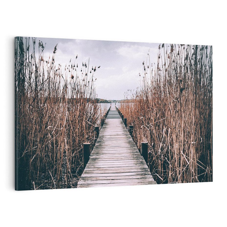 Obraz na płótnie 120x80 - Mglisty krajobraz - pomost, morze